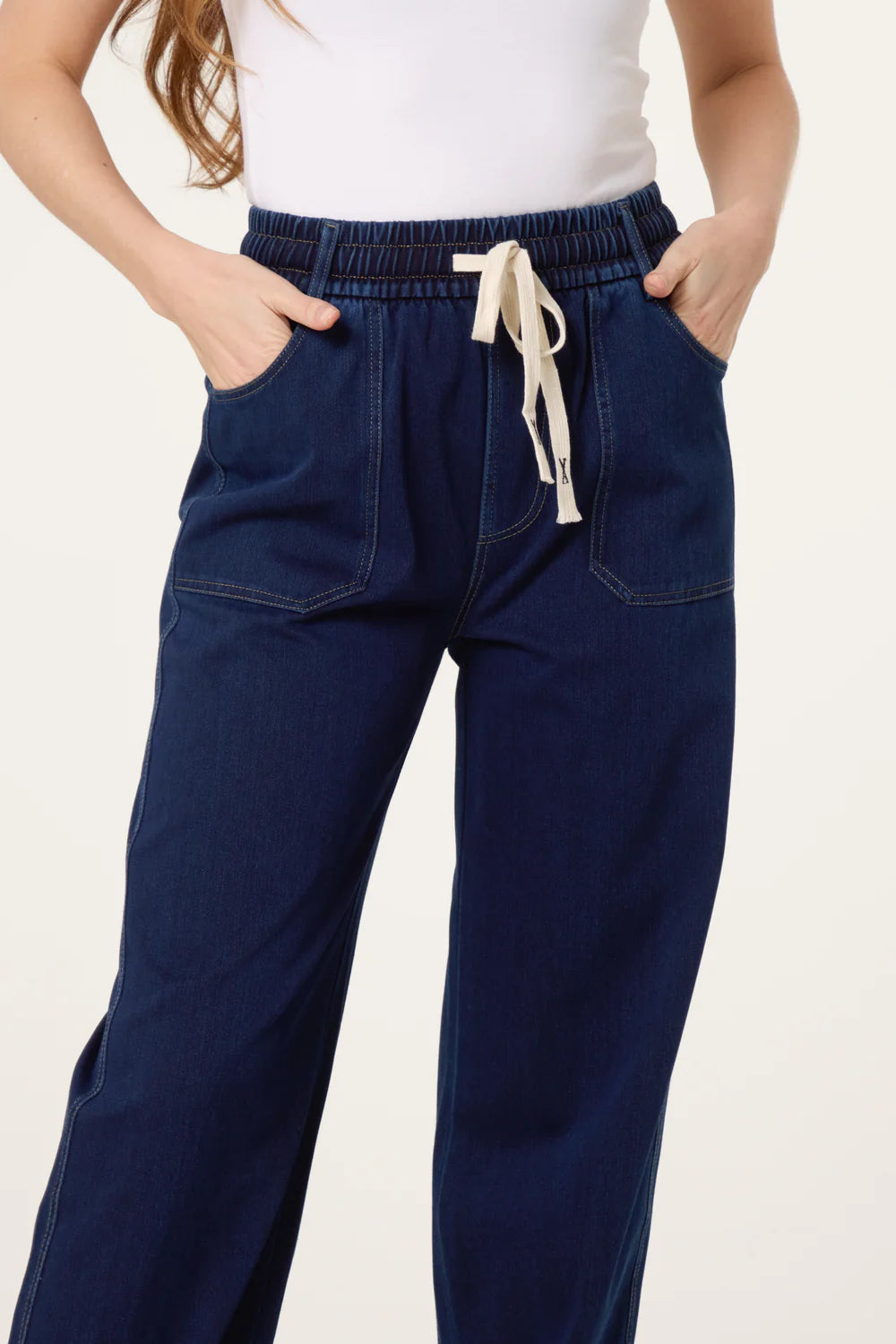 Nova London String Tie Flared Ankle Jeans