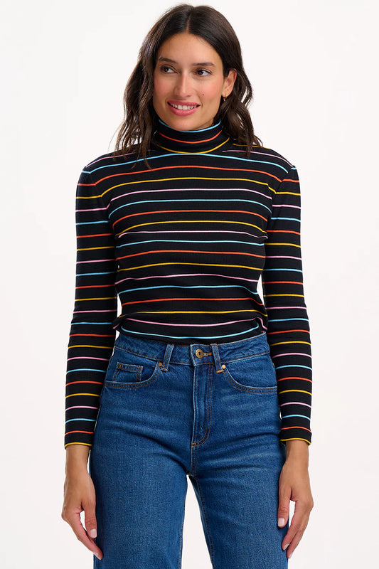 Sugarhill Emmy Turtle neck black multi stripes