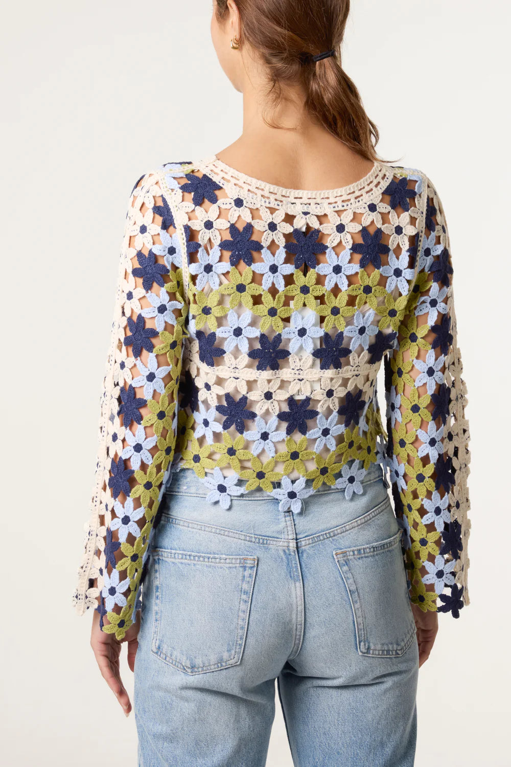 Nova London Floral Crochet Cropped Jumper
