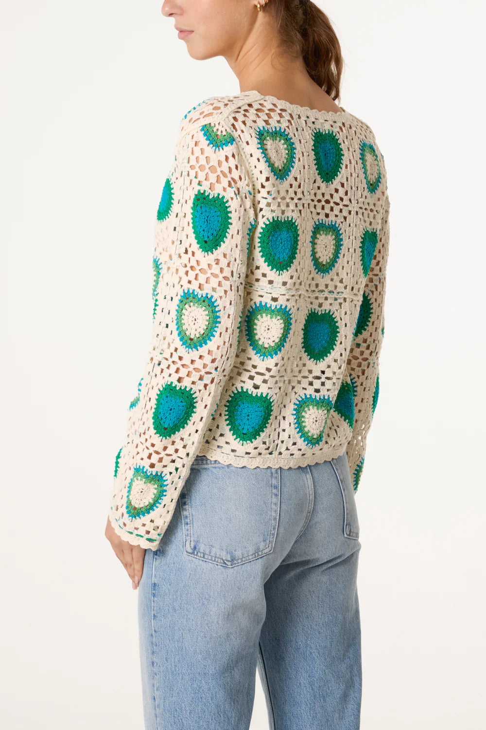 Nova london Colourful Heart Crochet Cardigan