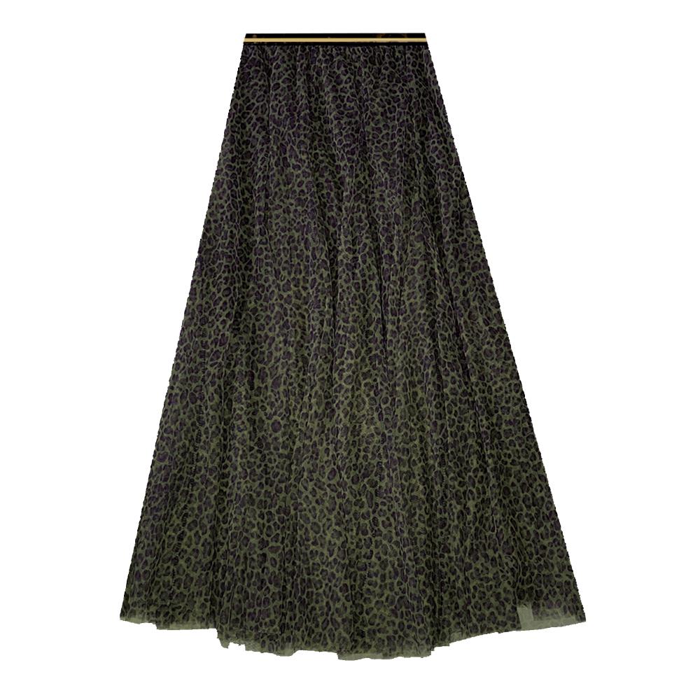 Last true angel tulle skirt green leopard