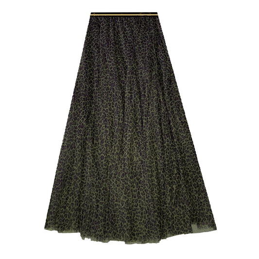 Last true angel tulle skirt green leopard