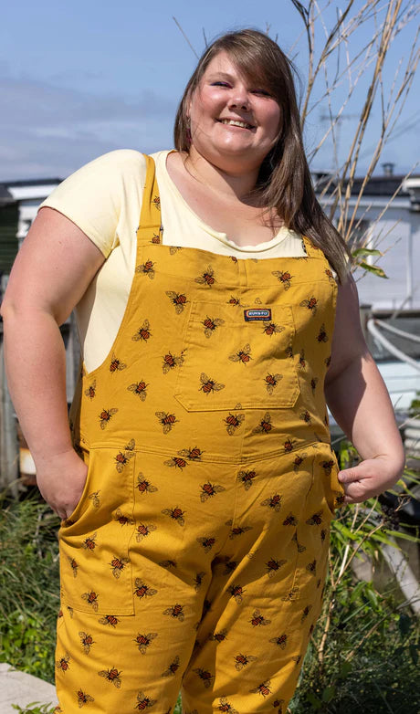 Run & Fly Gold bee stretch twill dungarees