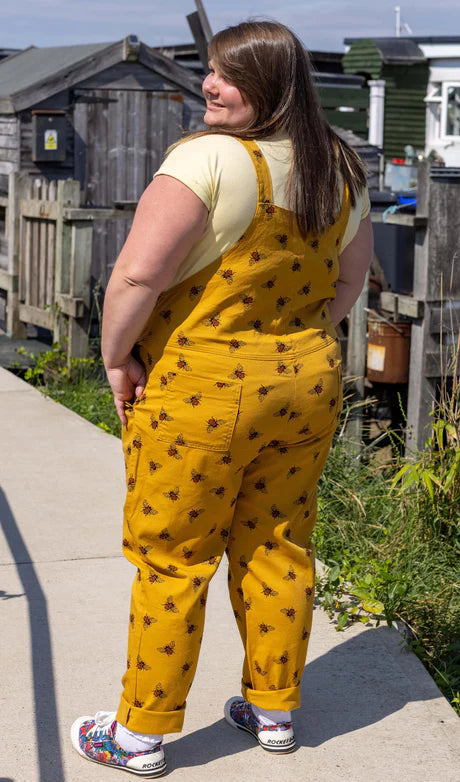 Run & Fly Gold bee stretch twill dungarees