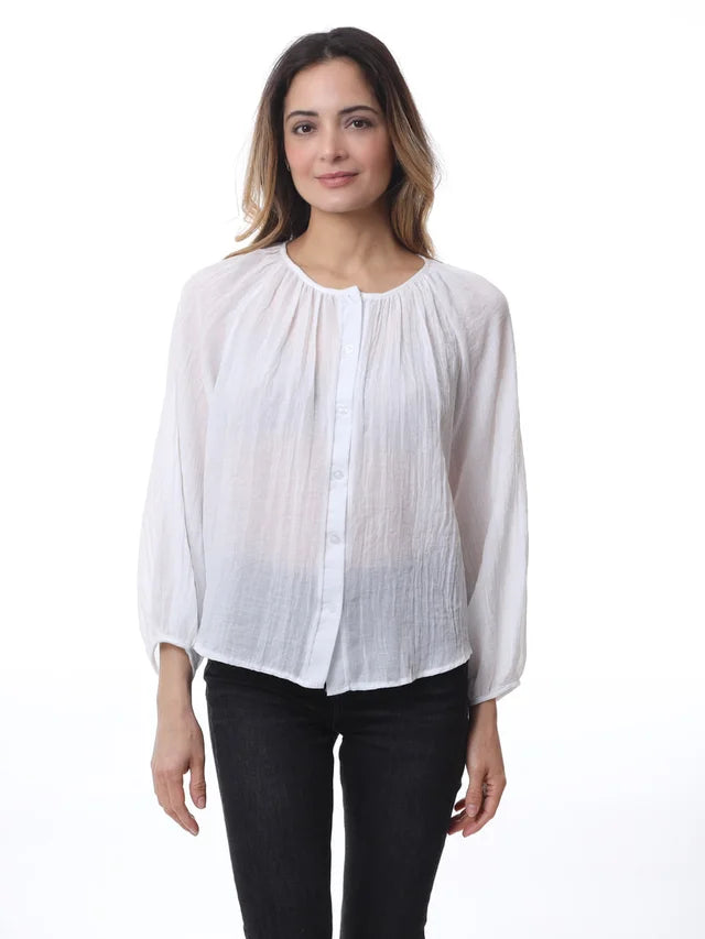 Kris ana cotton blouse -white