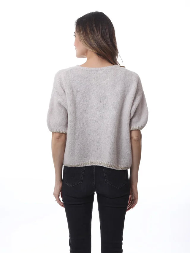 Kris ana short sleeve mohair mix cardigan -Beige