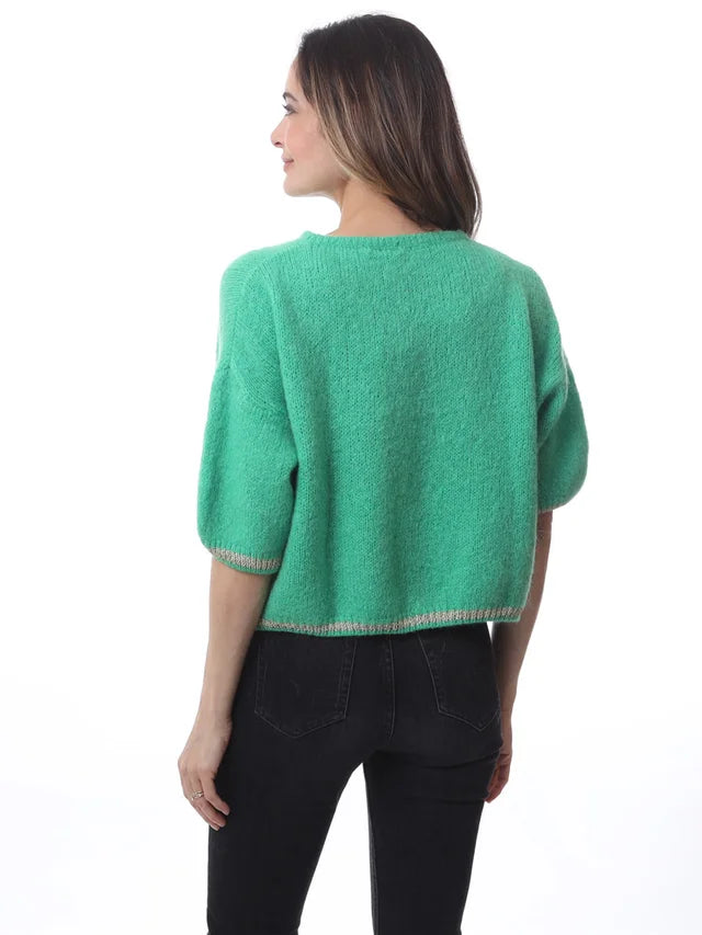 Kris ana short sleeve mohair mix cardigan- Light Green