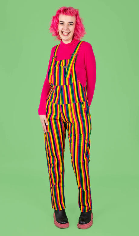 Run & Fly Rainbow striped dungarees