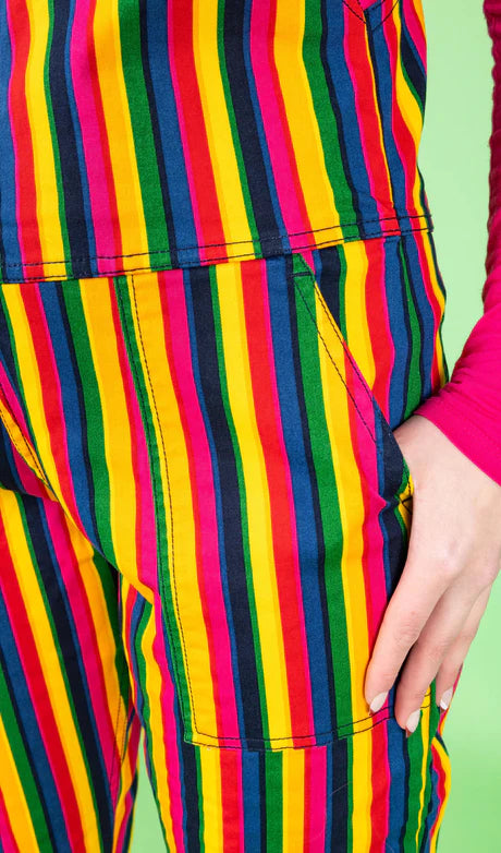 Run & Fly Rainbow striped dungarees