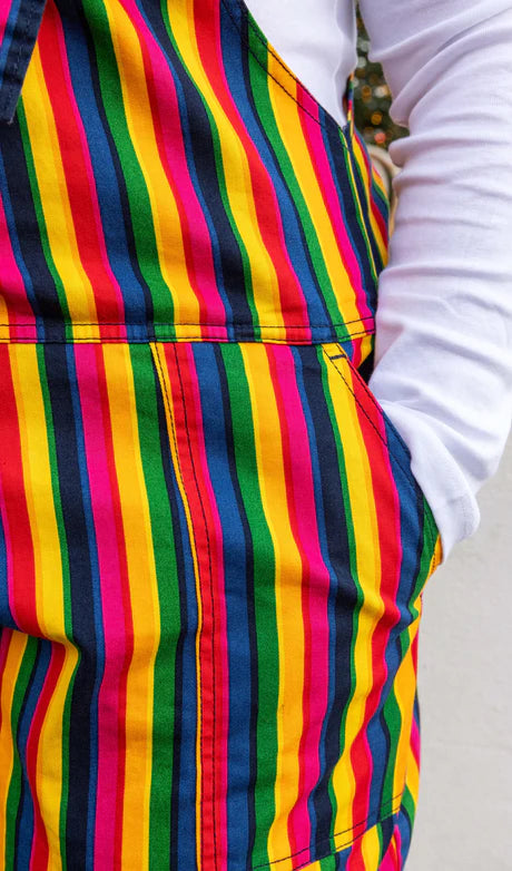 Run & Fly Rainbow striped dungarees