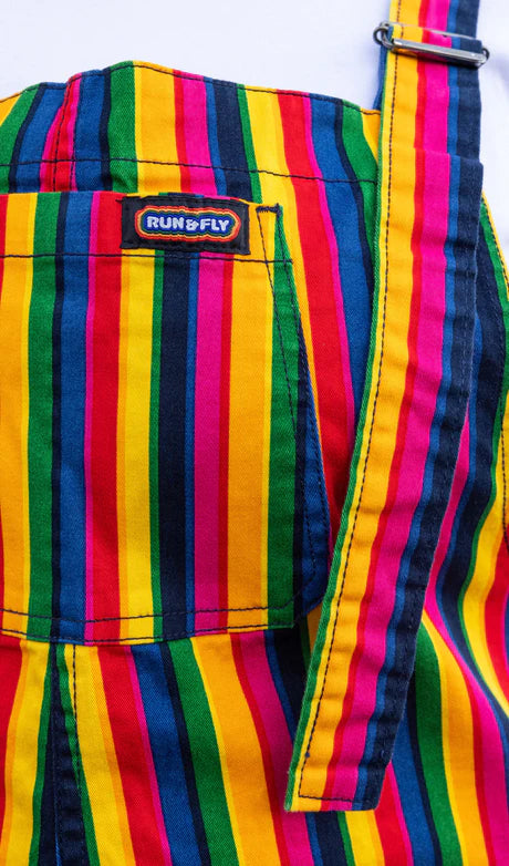 Run & Fly Rainbow striped dungarees