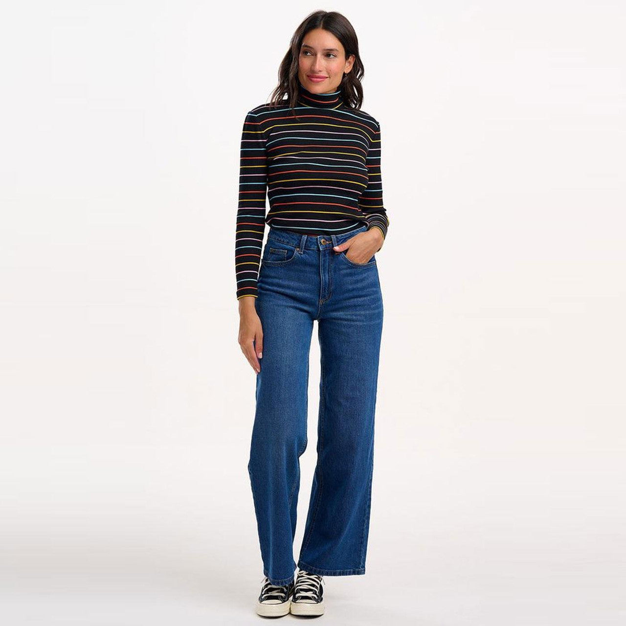 Sugarhill Emmy Turtle neck black multi stripes
