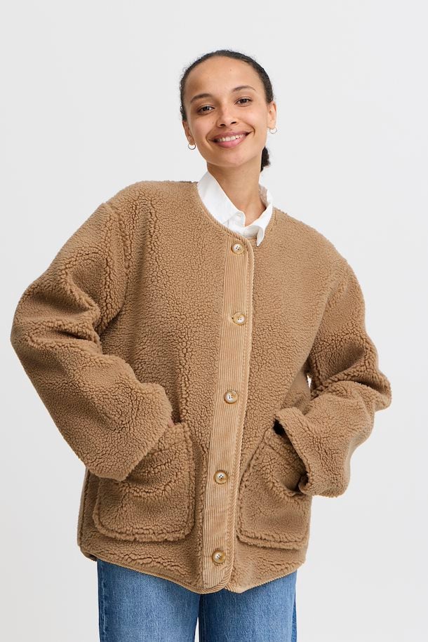 Byoung - Bycotty fleece teddy jacket tigers eye