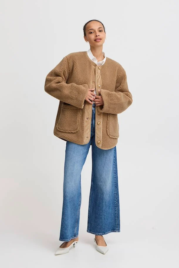 Byoung - Bycotty fleece teddy jacket tigers eye