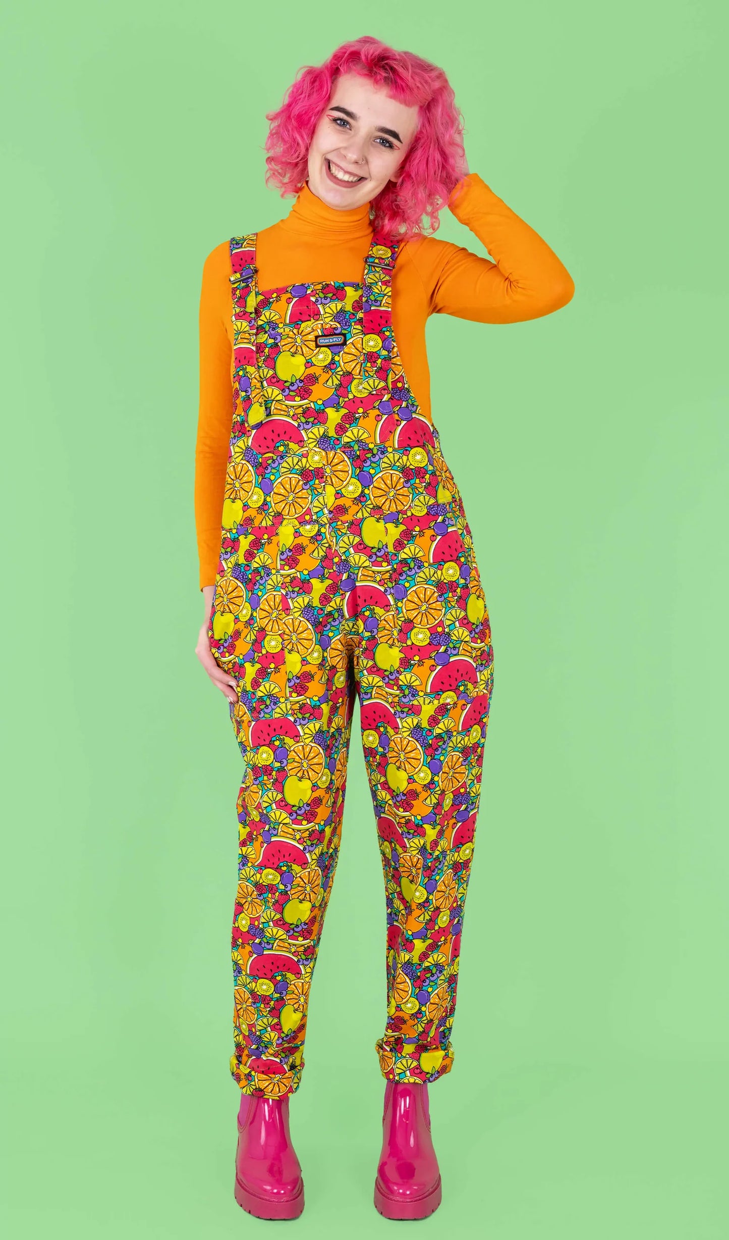 Run & Fly tutti frutti stetch twill dangarees