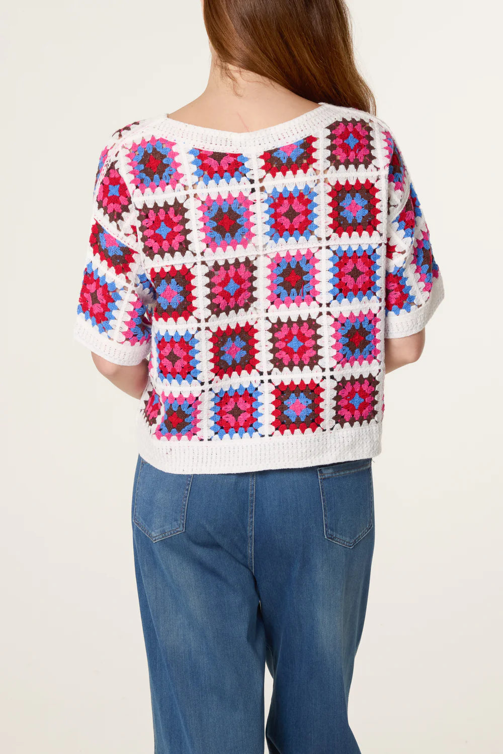 Nova London Patchwork Crochet Boxy Top