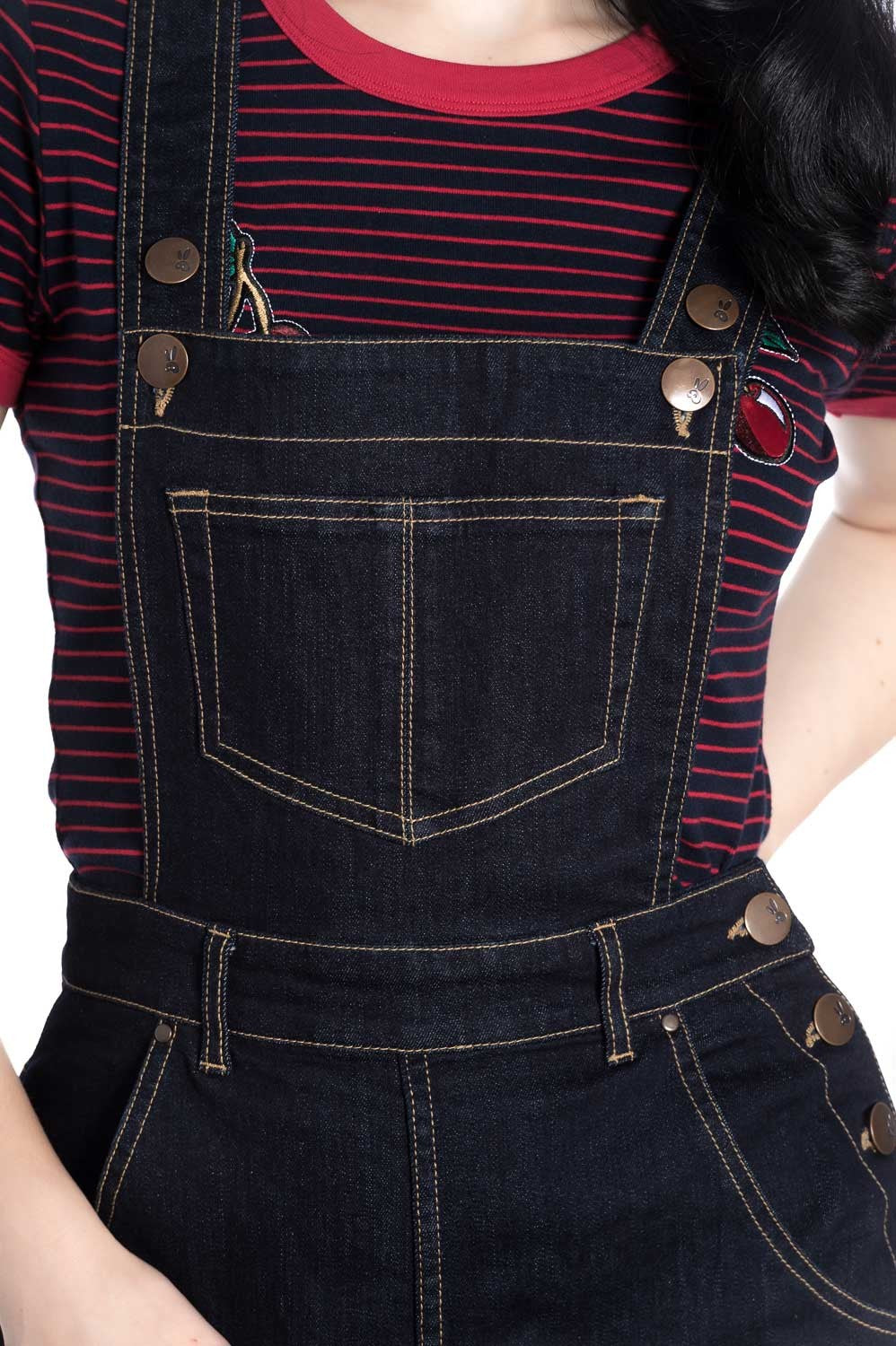 Hell Bunny Elly May Dark Denim Dungarees