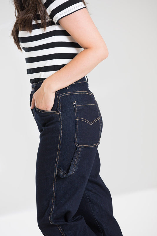 Hell Bunny Dark Denim Carpenter Jeans