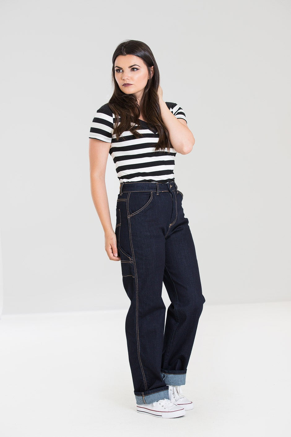 Hell Bunny Dark Denim Carpenter Jeans