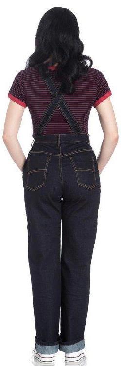 Hell Bunny Elly May Dark Denim Dungarees