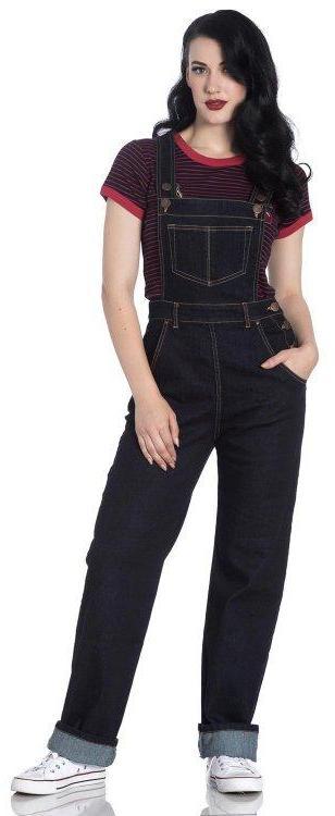Hell Bunny Elly May Dark Denim Dungarees