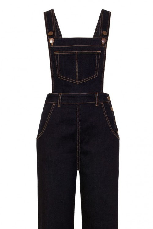 Hell Bunny Elly May Dark Denim Dungarees