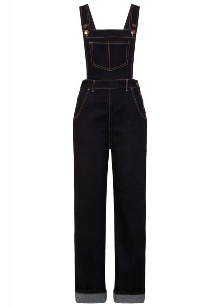 Hell Bunny Elly May Dark Denim Dungarees
