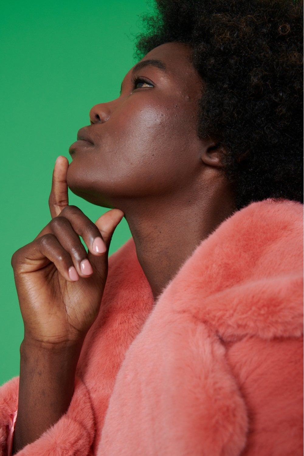 Jayley Pink Cropped Faux fur coat