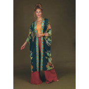 Powder Trailing wisteria kimono gown-ink