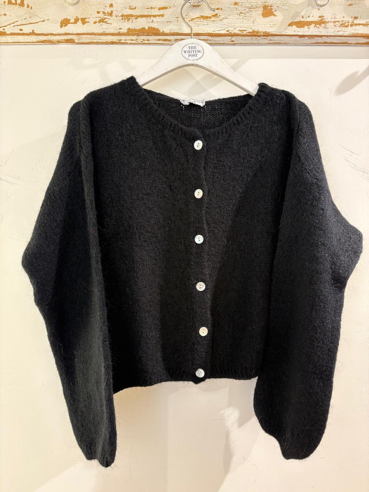 Italian collcetion mohair button through cardigan Black-8179