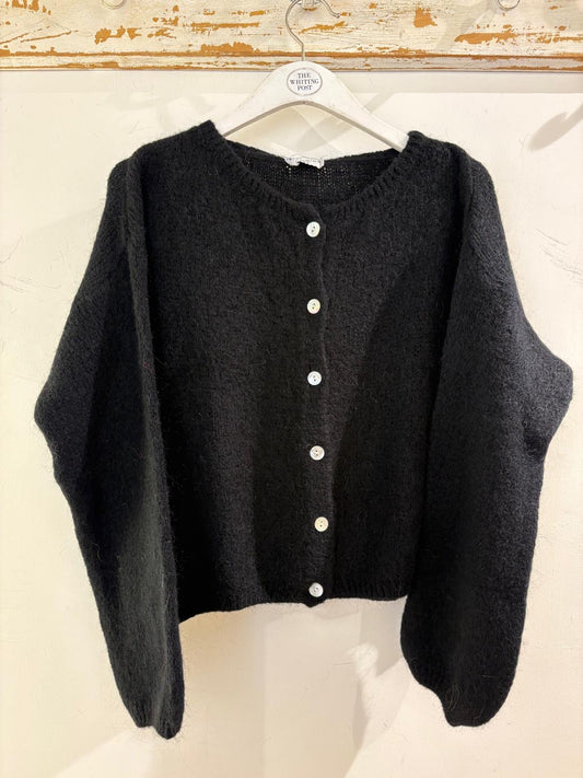 Italian collection mohair button through cardigan Black-8179