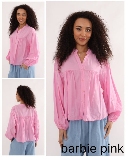 Italian collection cotton smock blouse - Pink