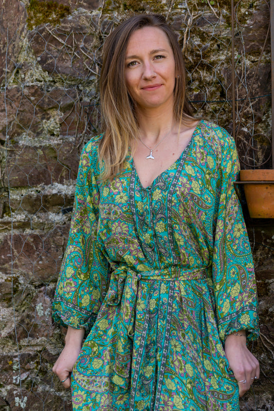 Gabrielle Parker -  Swing Shirt dress - Paisley Sea Green