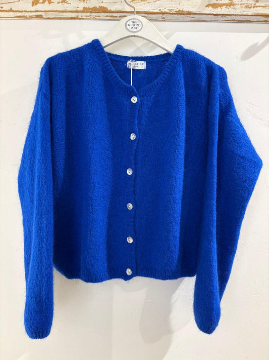 Italian collection mohair button through cardigan electric blue - 8179