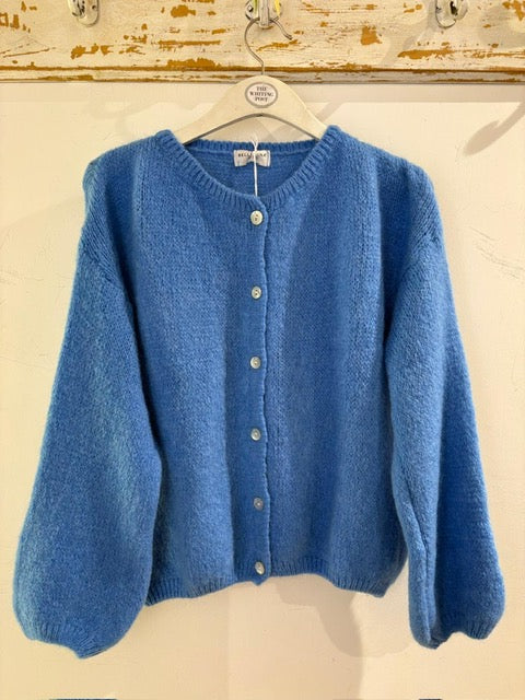 Italian collection mohair button through cardigan Pale blue -8179