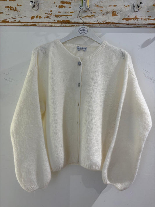 Italian collection Mohair button through cardigan - white -8179