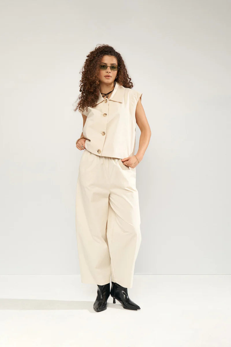 Numph NUSUNNA CROPPED PANTS - Whitecap Gray