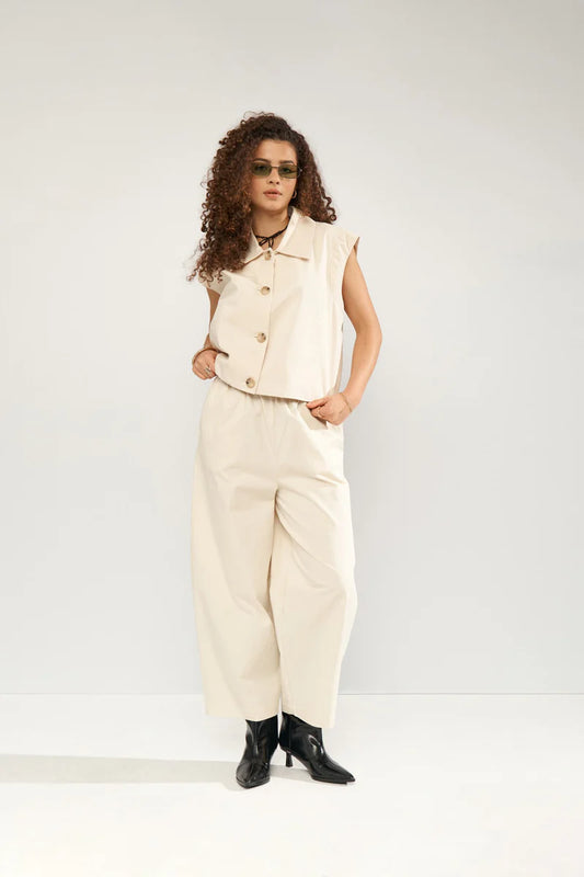 Numph NUSUNNA CROPPED PANTS - Whitecap Gray