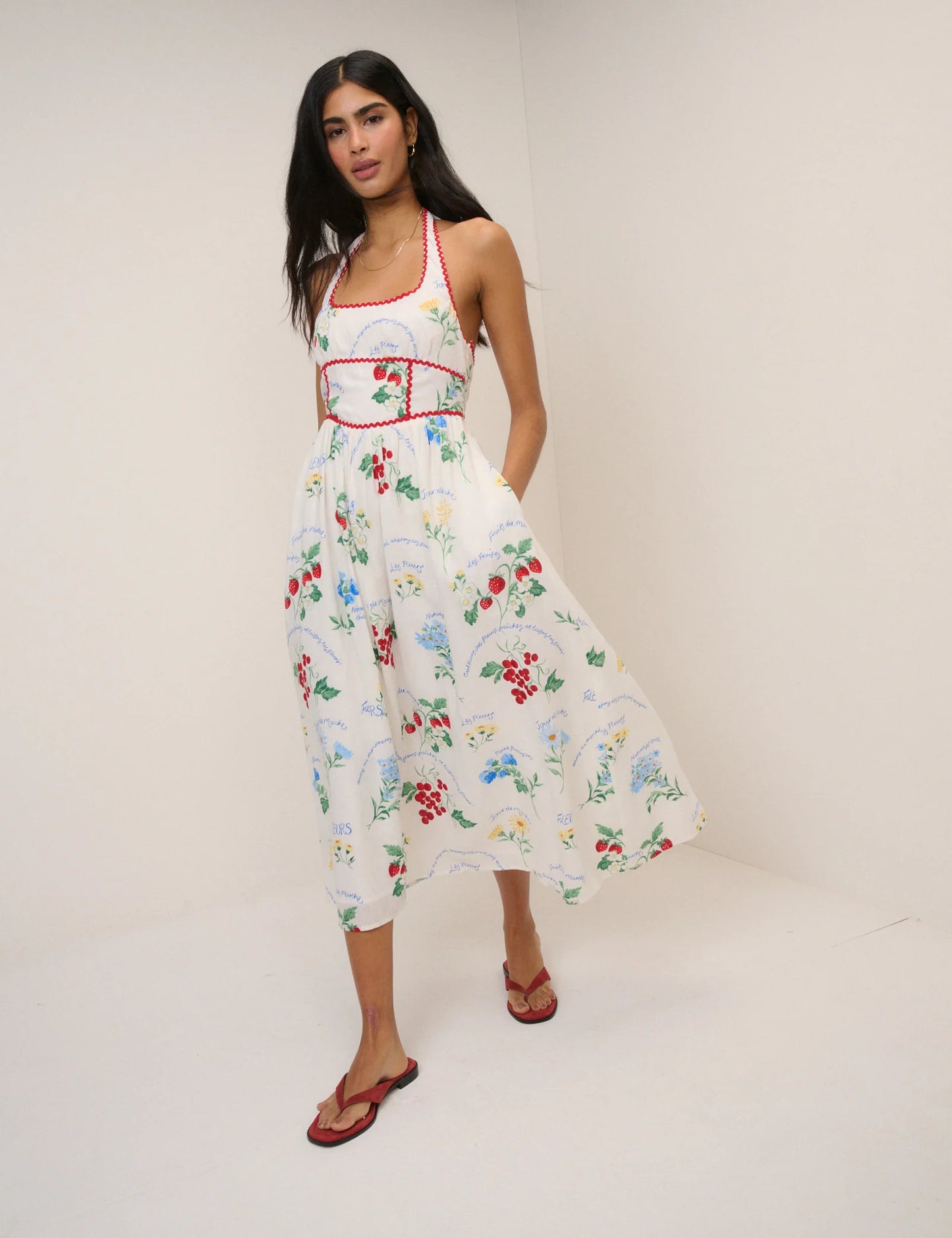 Nobody's Child White Printed Halterneck Hallie Midi Dress