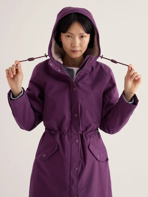 Seasalt Cornwall Purple Tall Plant Hunter Cotton Waterproof Coat