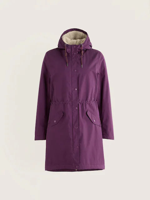 Seasalt Cornwall Purple Tall Plant Hunter Cotton Waterproof Coat
