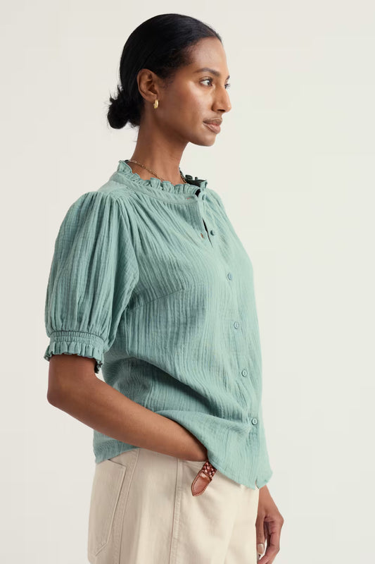 Seasalt Shore Path Frilled Shirt in GOTS Organic Cotton