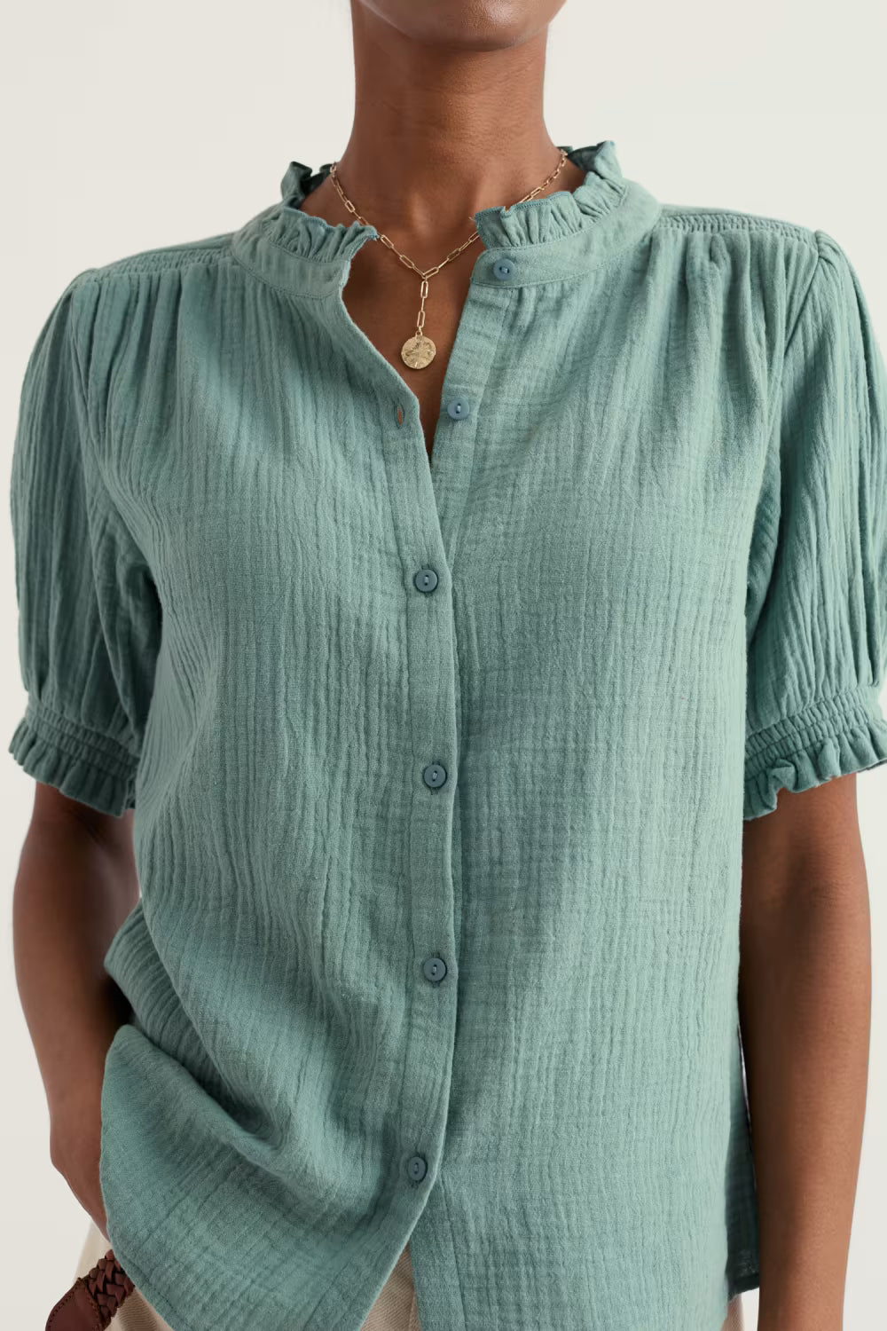 Seasalt Shore Path Frilled Shirt in GOTS Organic Cotton