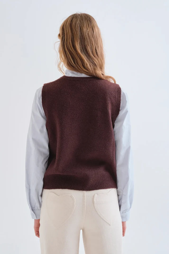 Compania Fantastica Knitted vest with Big Flower print