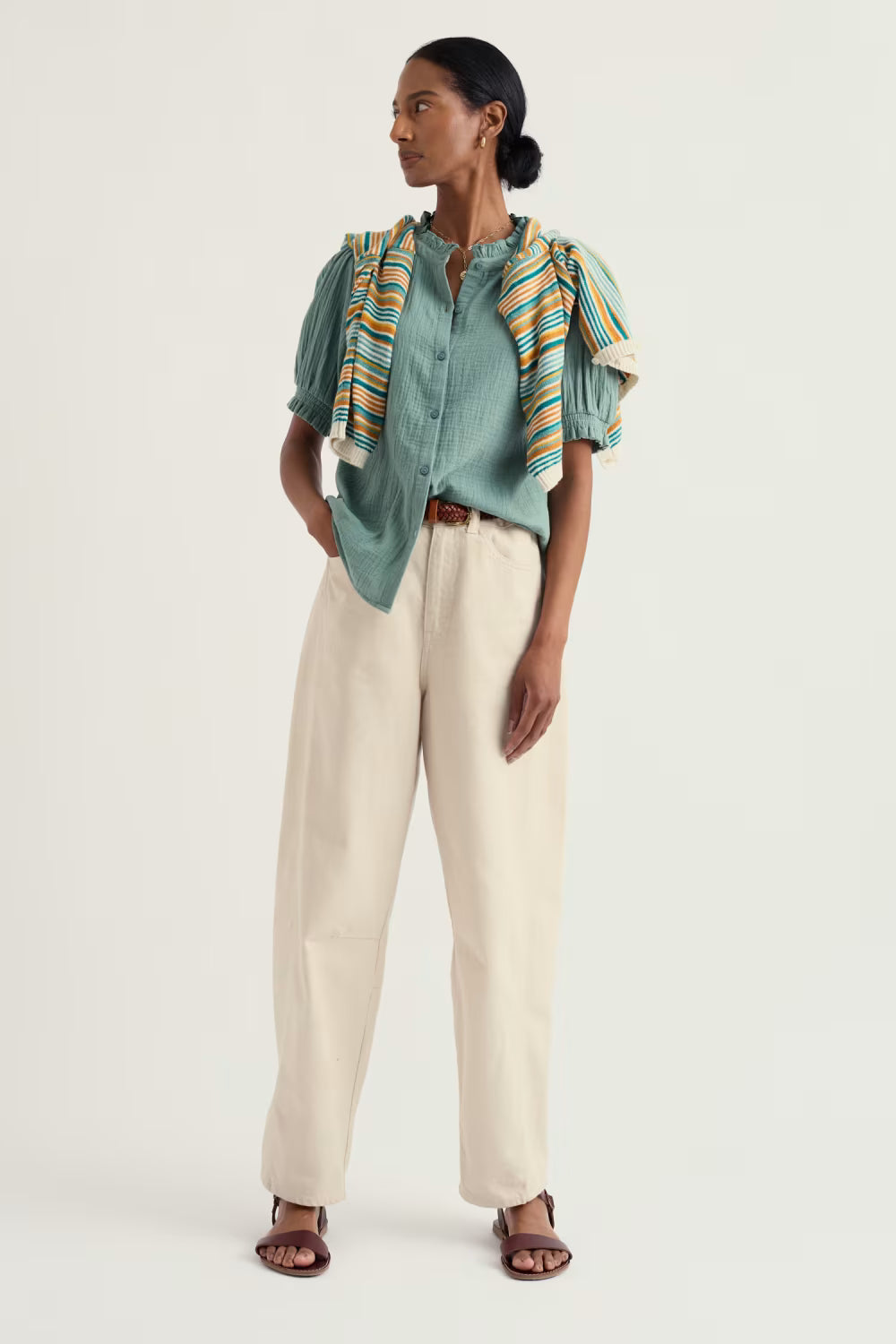Seasalt Shore Path Frilled Shirt in GOTS Organic Cotton