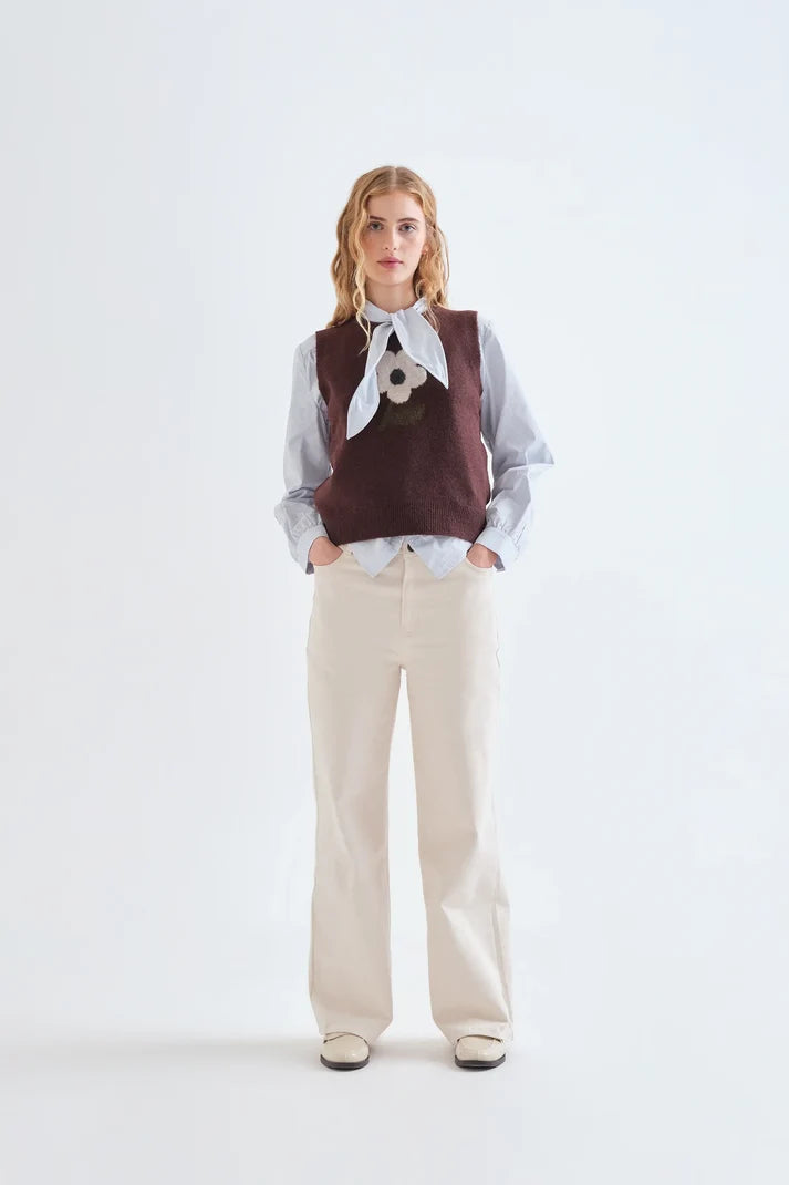 Compania Fantastica Knitted vest with Big Flower print