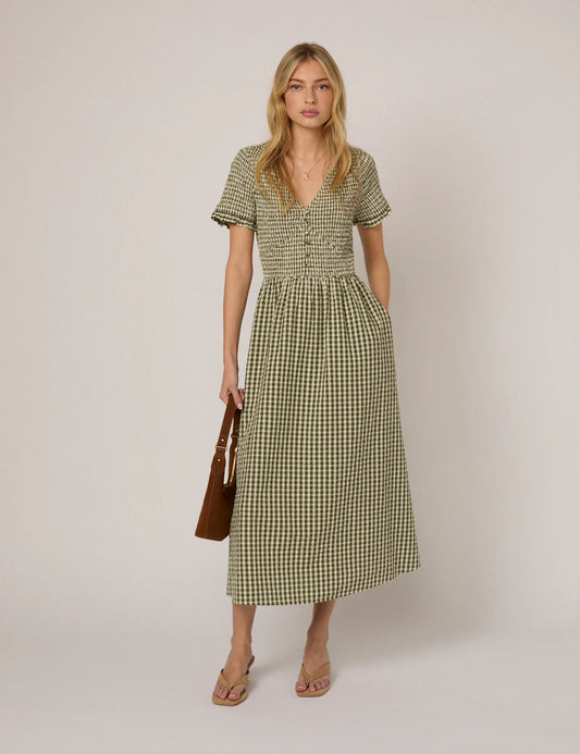 Nobody's child Green Gingham Eliza Midi Dress