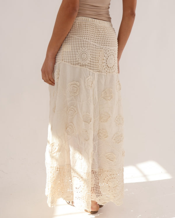 Italian collection Floral crotchet ankle length skirt