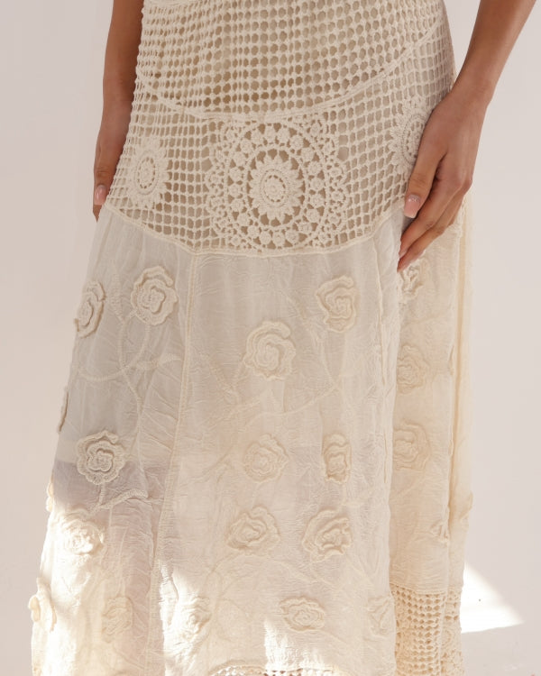 Italian collection Floral crotchet ankle length skirt