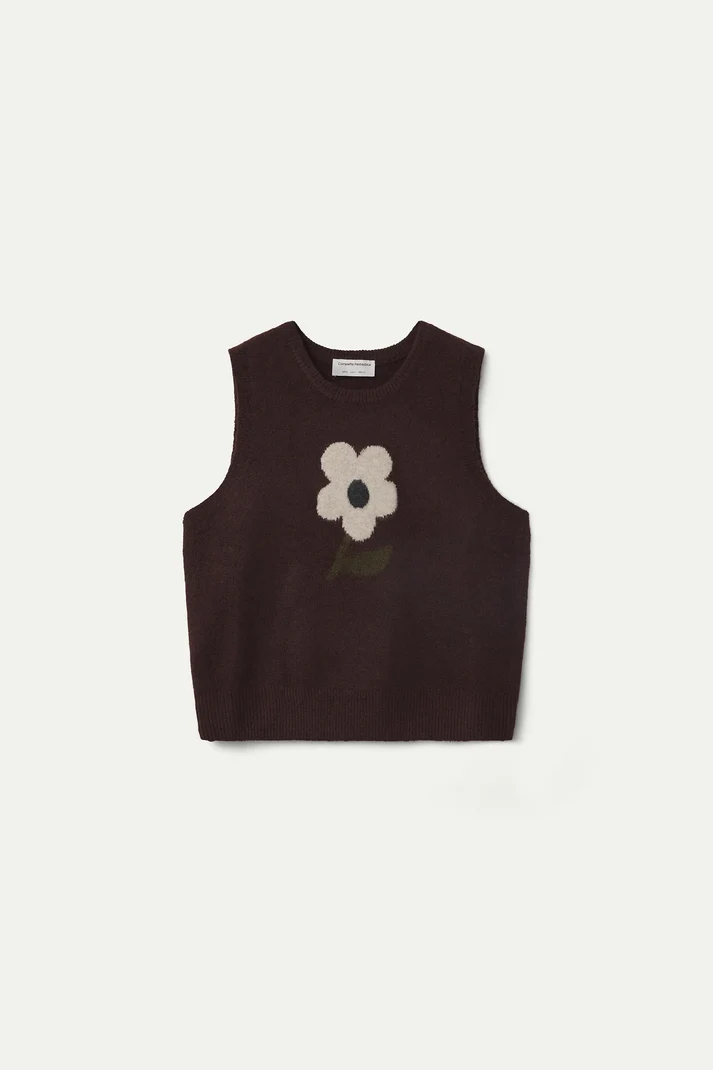 Compania Fantastica Knitted vest with Big Flower print